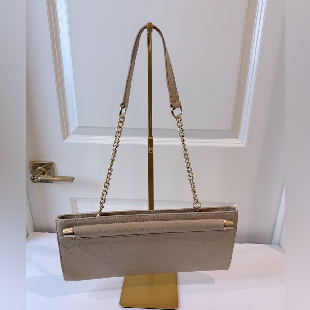 Foley + Corinna Tan Metallic Chain Strap Slim Clutch